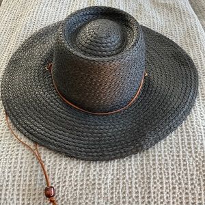 Universal Thread Black Straw Hat with Toggle